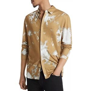John Varvatos Madera Button Down 100% Linen Shirt Mustard Gold Size XL NWOT $268